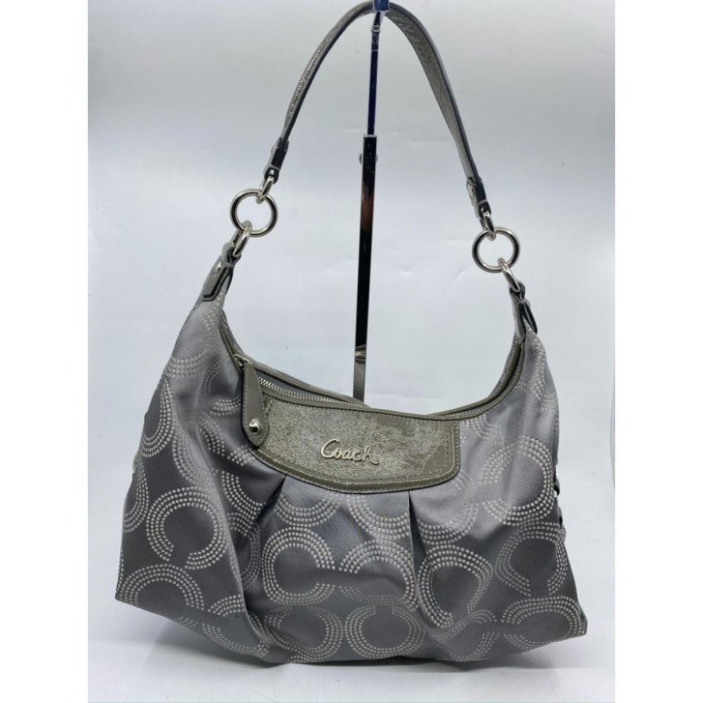 COACH Medium/Large Jacquard Fabric Gray Tote Bag_11